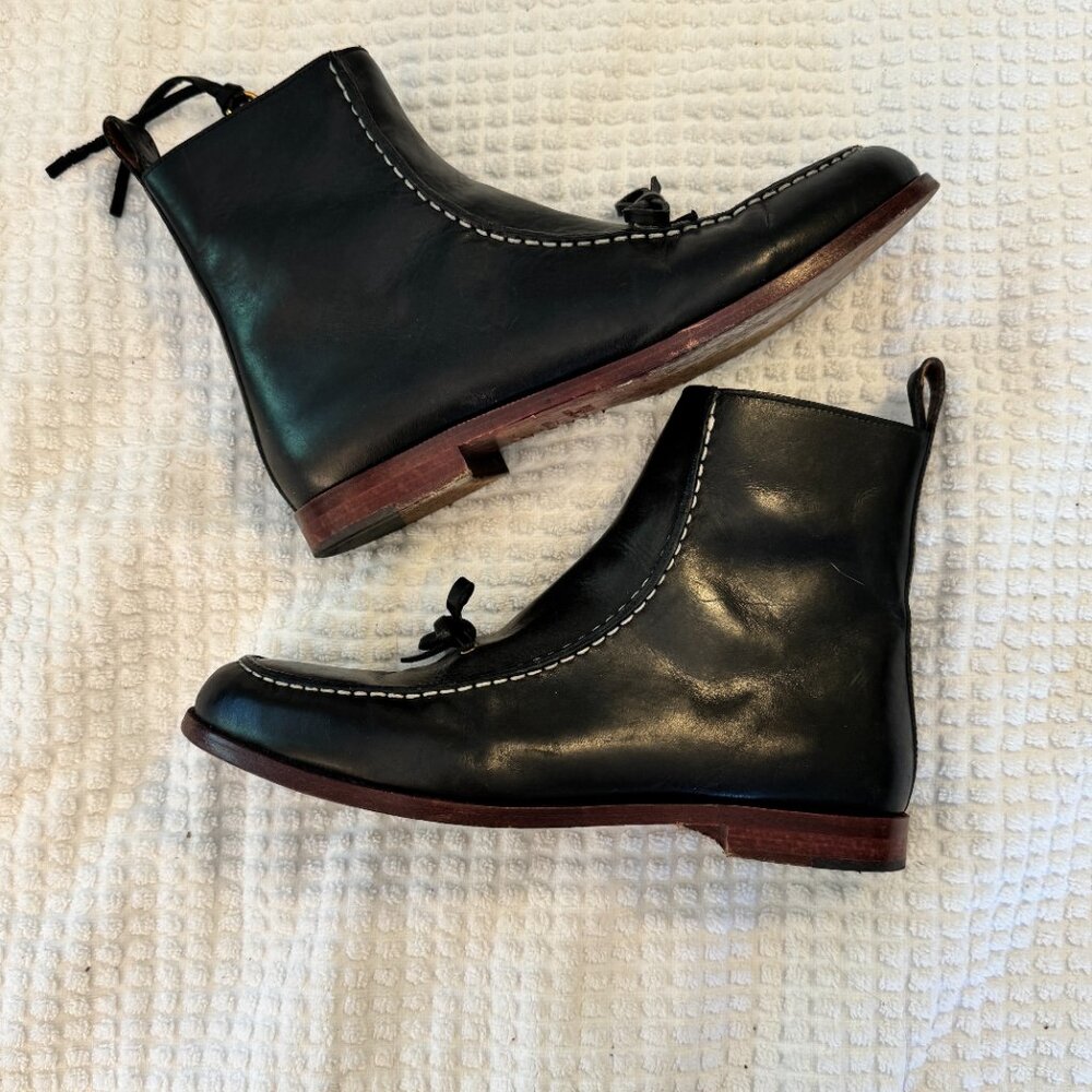 Polo Ralph Lauren Black Delany Side Zip Ankle Boots Sz 8.5 - Picture 3 of 5
